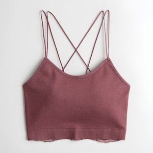 Hollister Gilly Hicks Lace-Back Seamless Crop Cami in Rose Brown